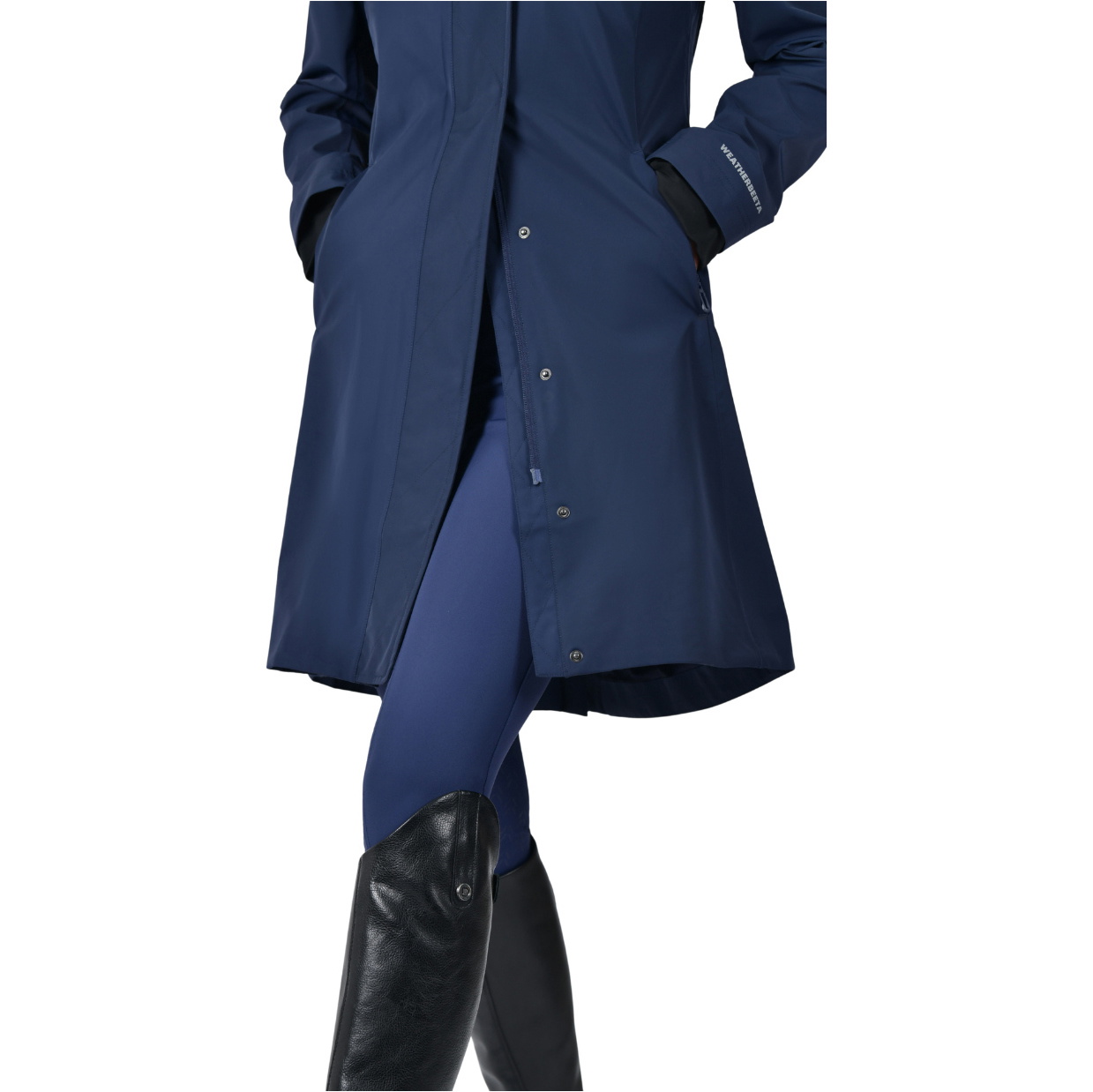 2026 WeatherBeeta Womens Protect Waterproof Longline Riding Jacket 1029988 - Navy